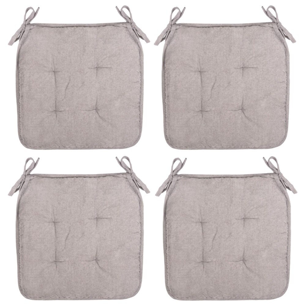 Set perne decorative din velur pentru scaun, forma patrata, 40x40 cm, Gri, 4 piese