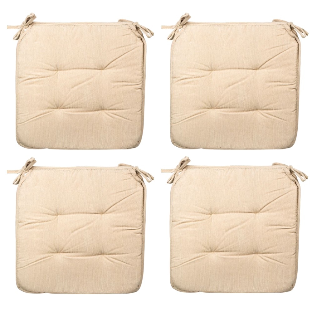 Set perne decorative din velur pentru scaun, forma patrata, 40x40 cm, Bej, 4 piese