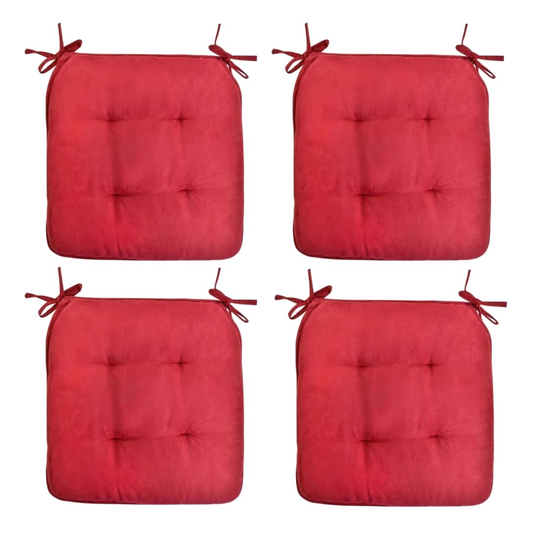 Set perne decorative catifelate pentru scaun, forma patrata, 40x40x4 cm, Rosu, 4 piese