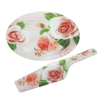 Platou pentru Prajituri cu Paleta Trandafiri 25 cm Platou pentru Prajituri cu Paleta Trandafiri 25 cm