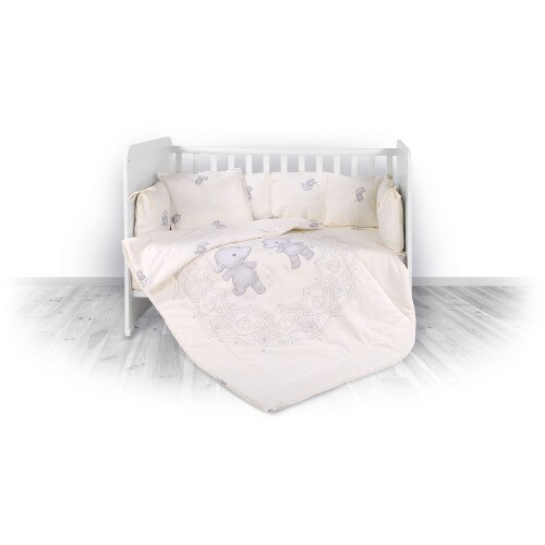 Set Lorelli Lenjerie Pat Bumbac Ranforce 7 Piese 2018, Happy Hipo Beige