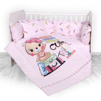 Set Lorelli Lenjerie Pat 7 Piese, Bumbac Ranforce Lily, Colectia 2019, Traveling Pink Set Lorelli Lenjerie Pat 7 Piese, Bumbac Ranforce Lily, Colectia 2019, Traveling Pink