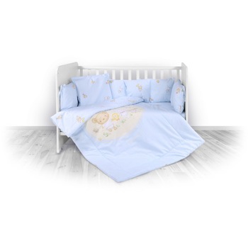 Set Lorelli Lenjerie Pat cu 8 Piese din Bumbac Ranforce 70 x140 cm, Colectia 2019, Bear Party Blue Set Lorelli Lenjerie Pat cu 8 Piese din Bumbac Ranforce 70 x140 cm, Colectia 2019, Bear Party Blue