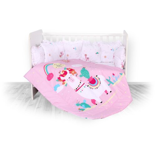 Set Lorelli Lenjerie Pat 7 Piese, Bumbac Ranforce Lily, Colectia 2019, Happy Lama