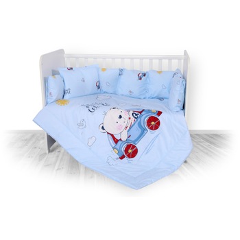Set Lorelli Lenjerie Pat 7 Piese, Bumbac Ranforce Lily, Colectia 2019, Bear & Car Blue Set Lorelli Lenjerie Pat 7 Piese, Bumbac Ranforce Lily, Colectia 2019, Bear & Car Blue