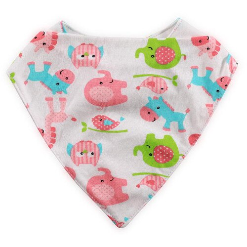 Baveta Lorelli Tip Bandana din Bumbac, Elefant Roz