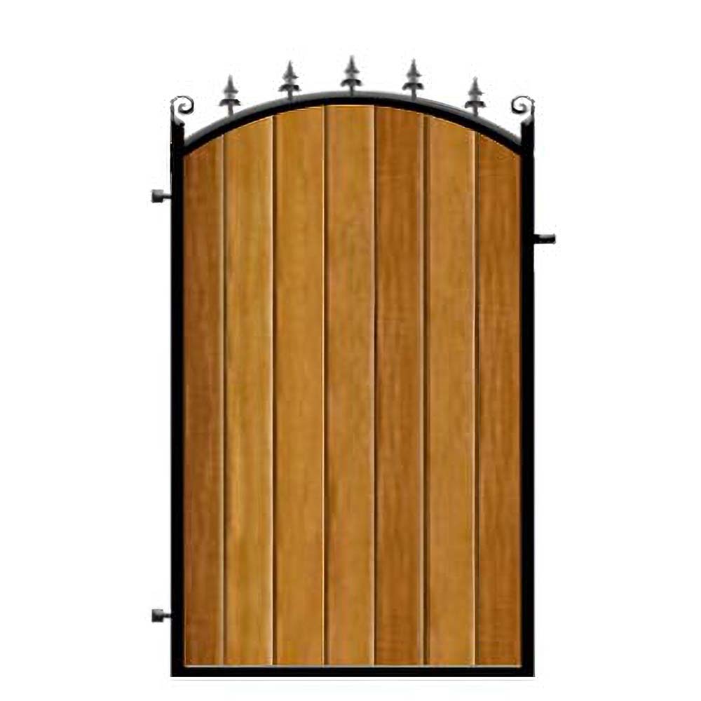 Poarta de gradina din otel si lemn, model PG-13, 900x1800 mm, complet echipata