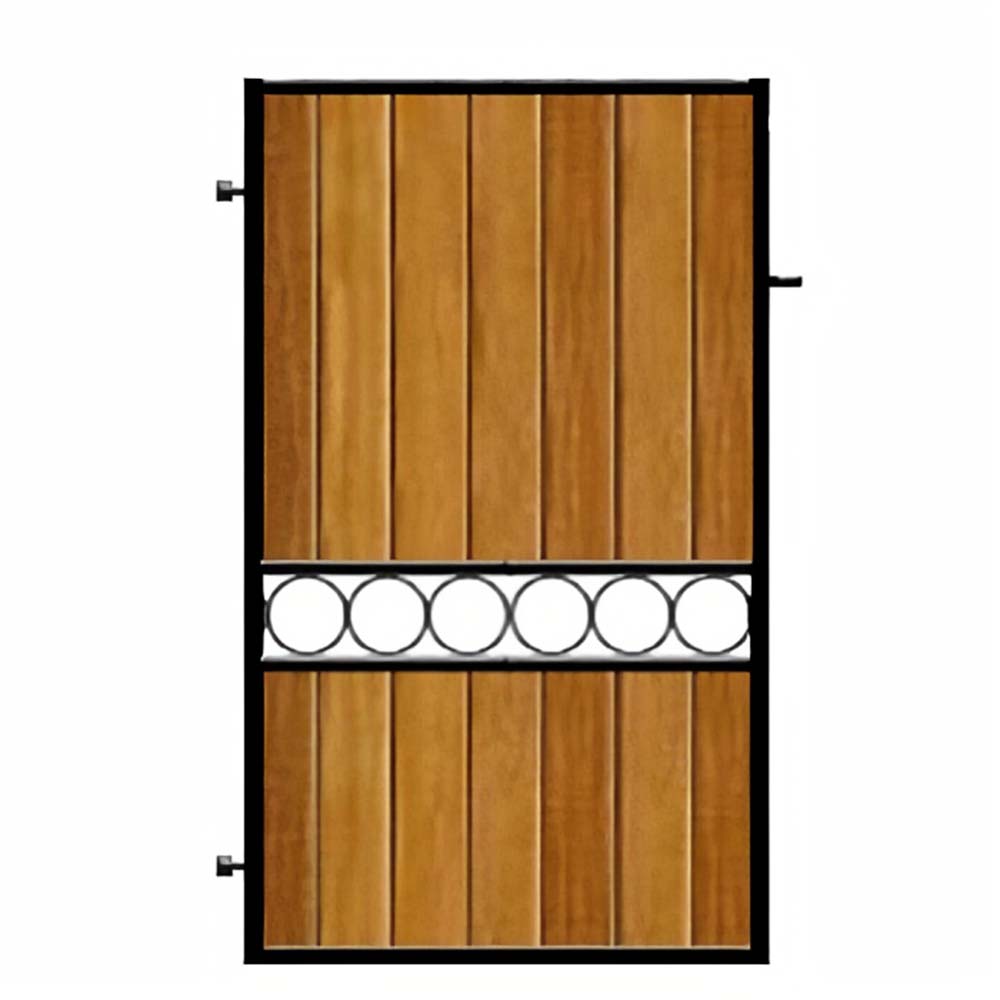 Poarta de gradina din otel si lemn, model PG-10, 900x1800 mm, complet echipata