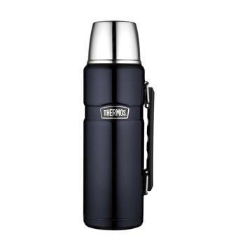 Termos pentru bauturi cu maner, inox, albastru inchis, 1200 ml Termos pentru bauturi cu maner, inox, albastru inchis, 1200 ml
