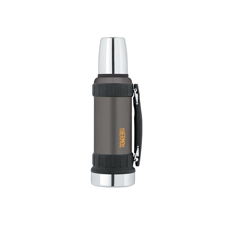 Thermos rezistent pentru bauturi cu maner, inox, negru, 1200 ml