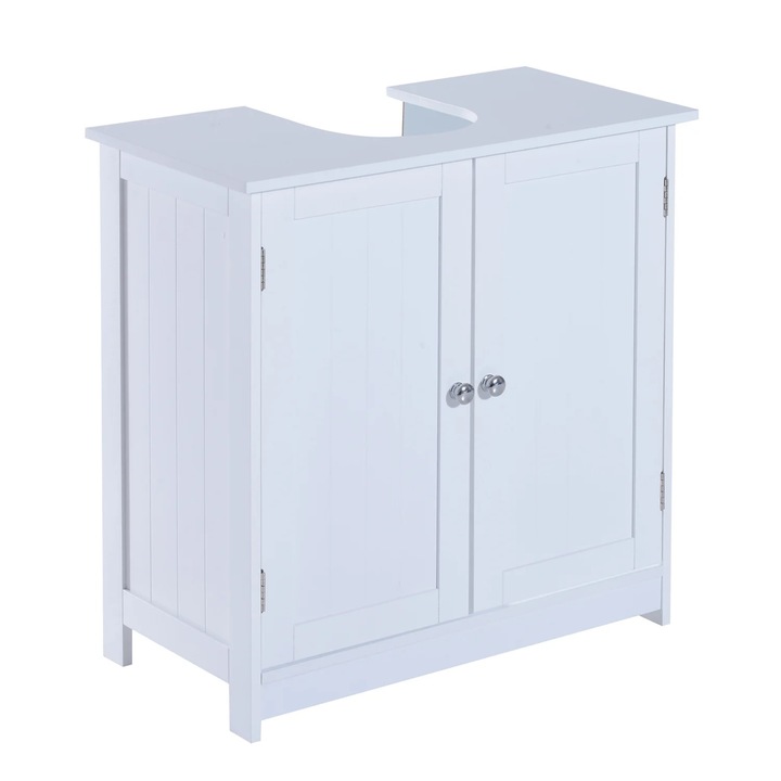 Шкаф за мивка HomCom, 60 х 30 х 60 см, MDF, Бял