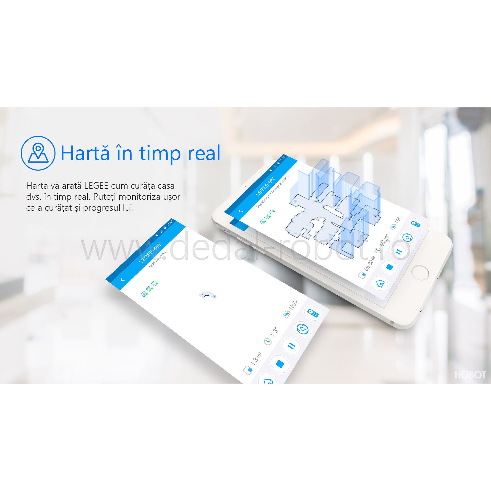 Aspirator Mop Robot, Legee 688 4 in 1, cu Aplicatie mobila, Telecomanda, FastBrush, Navigare Smart, Negru