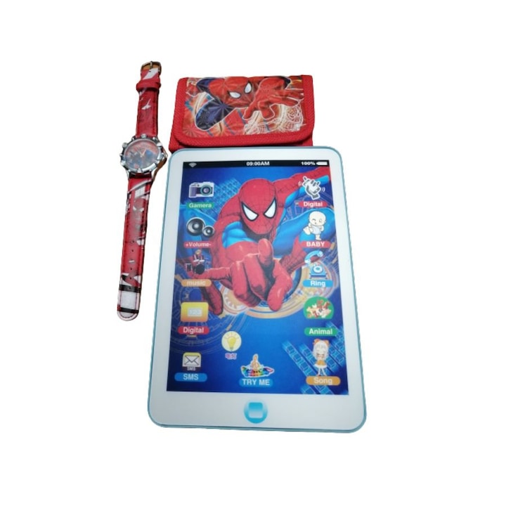 Set Tableta de jucarie Spiderman ,cu portofel si ceas +3 Ani ,multicolor