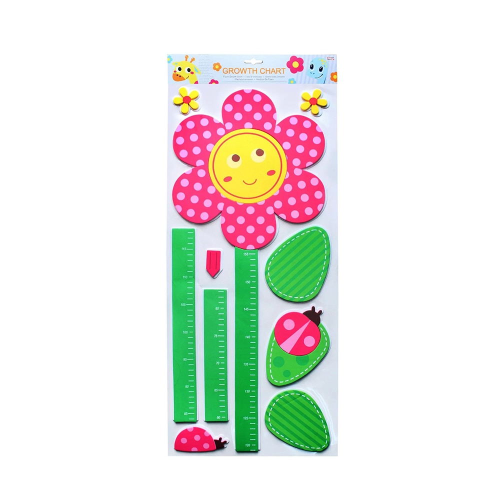 Masurator de inaltime a cresterii copiilor Floricica Vesela, Sticker decorativ autoadeziv Perete si Usa, 35x155 cm, AK6811