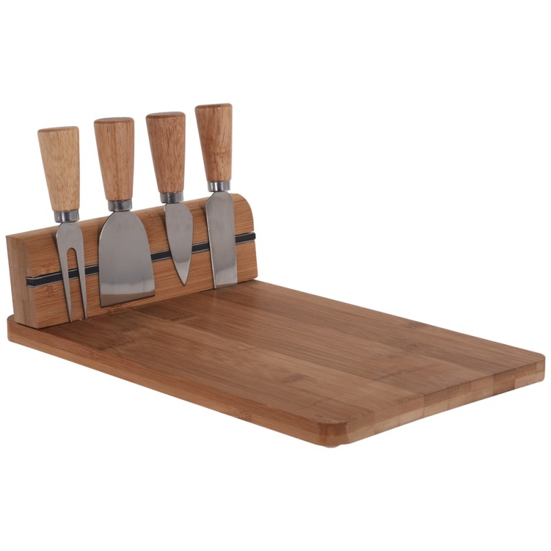 Platou servire branzeturi Koopman, bambus, 5 piese