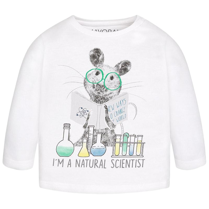 Bluza, Mayoral, baieti, cu model, alb, 24 luni