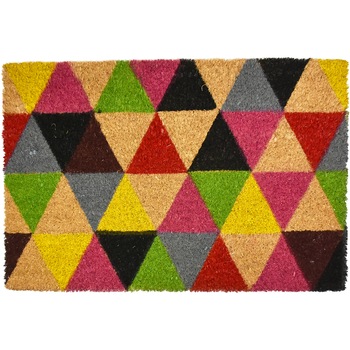 Covoras intrare Casa Plastor, cocos vopsit, Triangles, 60x40cm Covoras intrare Casa Plastor, cocos vopsit, Triangles, 60x40cm