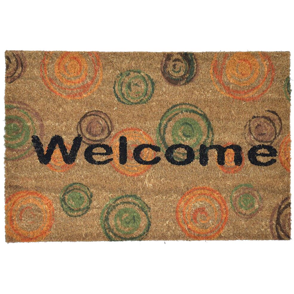 Covoras intrare Casa Plastor, cocos vopsit, Welcome Circles, 60x40cm