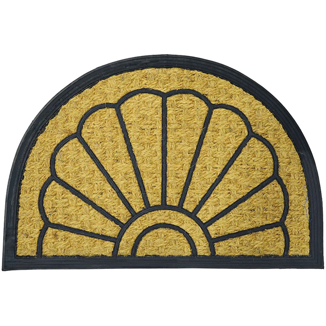 Covoras intrare Casa Plastor, fibre cocos, Semilluna Flower ,60x40cm