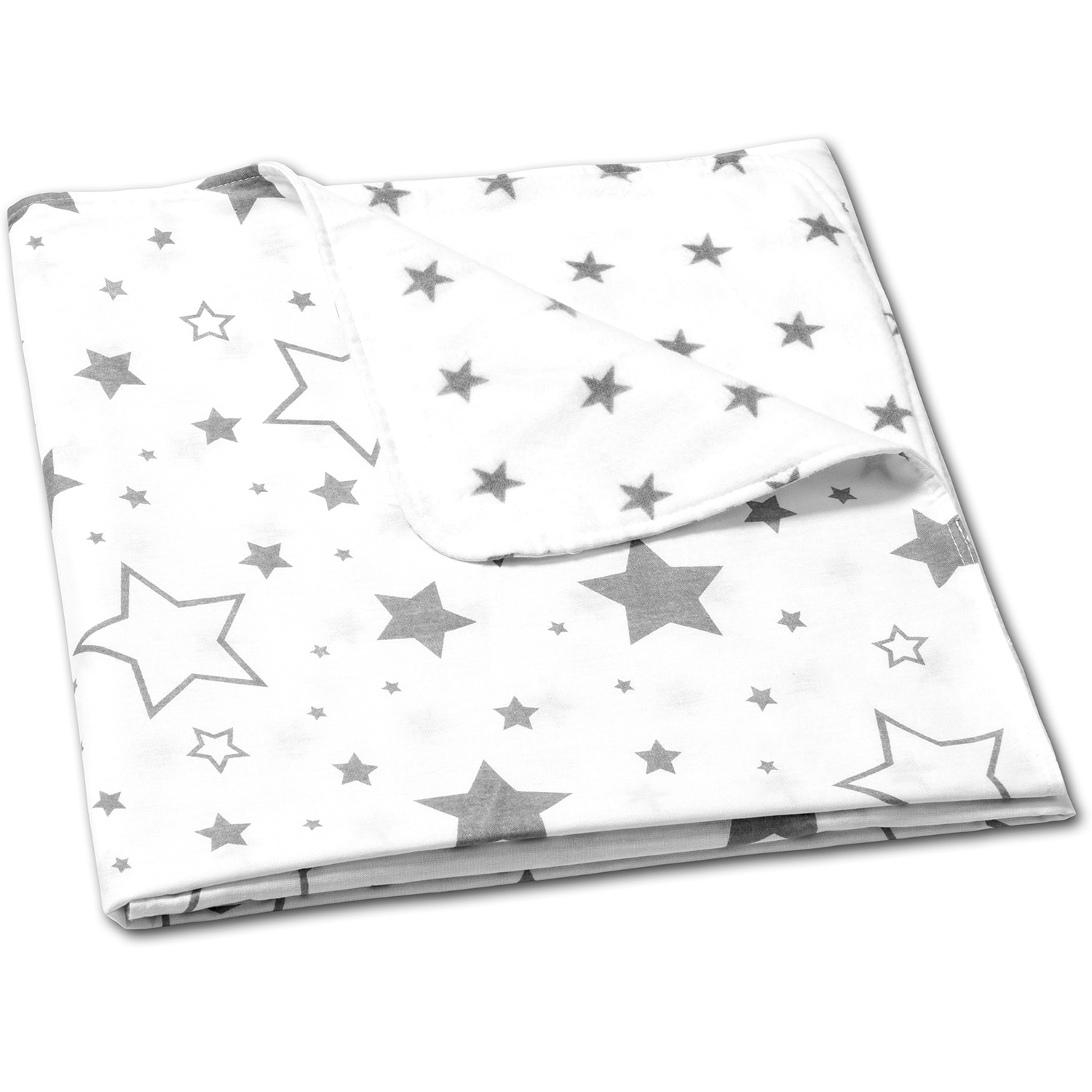 Paturica dubla din bumbac si flanel 100x75 cm Kidizi Galaxy Grey 100% bumbac