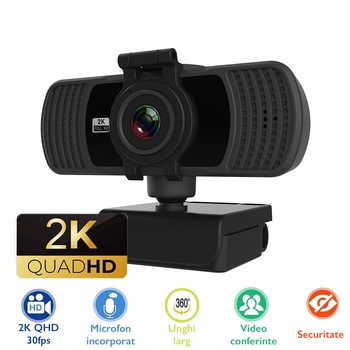 Camera web, Loosafe™ MP06, 2K 4MP, 30FPS, rezolutie 2560 x 1440 anulare zgomot de fond, capac securitate, rotatie 360, filet trepied, negru Camera web, Loosafe™ MP06, 2K 4MP, 30FPS, rezolutie 2560 x 1440 anulare zgomot de fond, capac securitate, rotatie 360, filet trepied, negru
