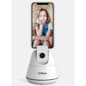 Suport selfie pentru telefon SriHome® SH006 RoPRO, rotativ, miscare sus/jos, urmarire automata inteligenta umana, pentru vlogging, 2 moduri alimentare, alb
