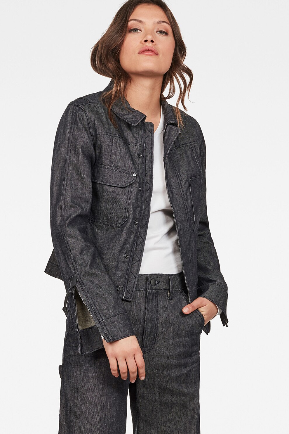 G-Star RAW, Jacheta din denim Research Faeroes, Negru stins