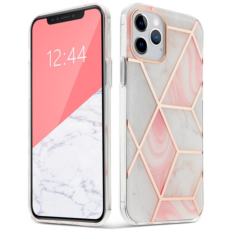 Carcasa TECH-PROTECT Marble V2 compatibila cu iPhone 12 Mini Pink