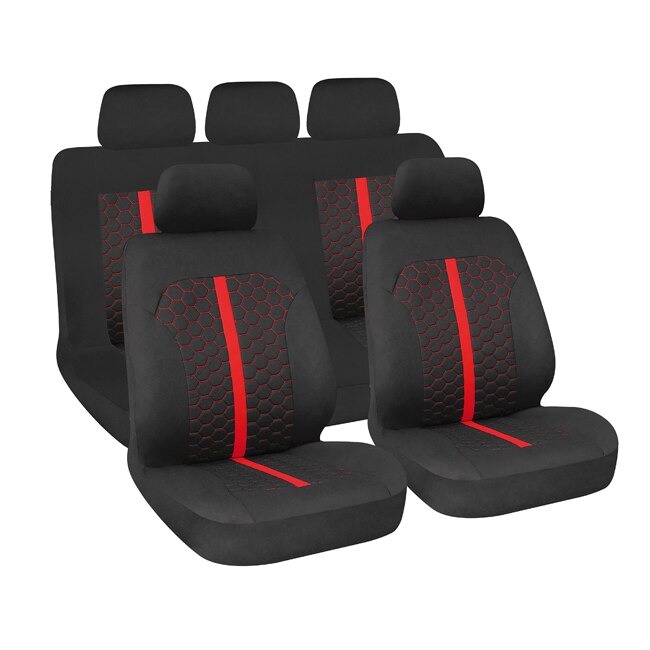 Set Huse scaune auto Stinger, 9buc, Negru/Rosu