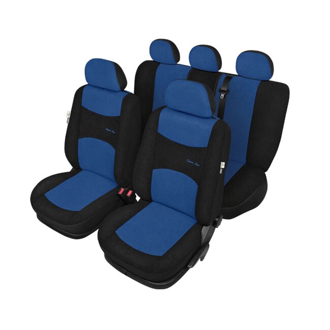 Set huse scaune auto Sport Line+ Super L, 9buc, Negru/Albastru
