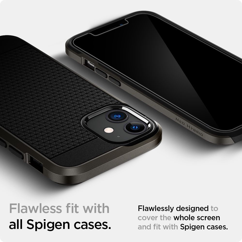 Folie sticla cu sistem de montare Case friendly Spigen GLAS.tR EZ FIT compatibila cu iPhone 12 Mini 2-Pack