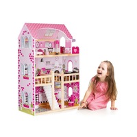 casuta de papusi din lemn idealstore fairy house dimensiuni  59 x 30 x 90 cm construita pe 3 nivele include 17 mobiliere din lemn banda led masa canapea pian pat un decor minunat pentru camera fiecarui copil imagen 47_0_
0