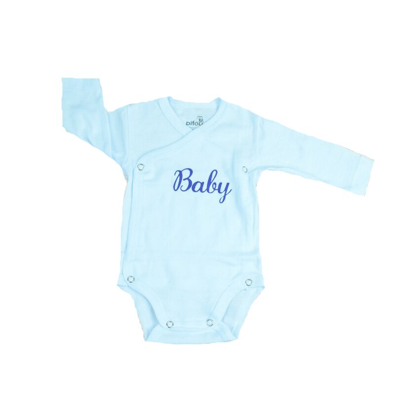 Body cu maneca lunga bebelusi Pifou Model 10 M10-A1, Alb, 56 cm