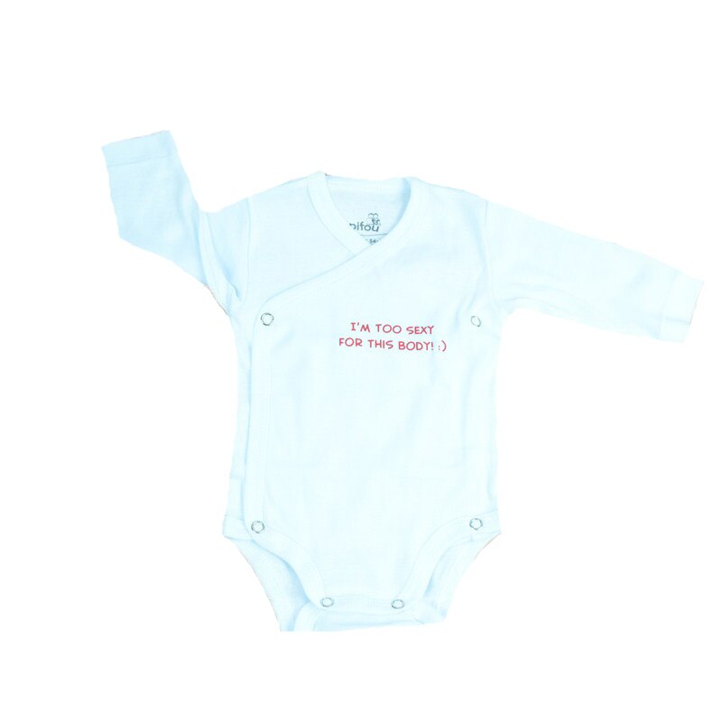 Body cu maneca lunga bebelusi Pifou Model 10 M10-A3, Alb