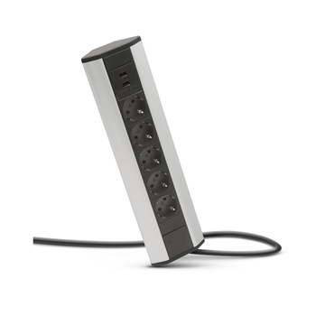 Prelungitor distribuitor de colt 5 x 250V, 16A / 2 x USB, 2,1A Prelungitor distribuitor de colt 5 x 250V, 16A / 2 x USB, 2,1A