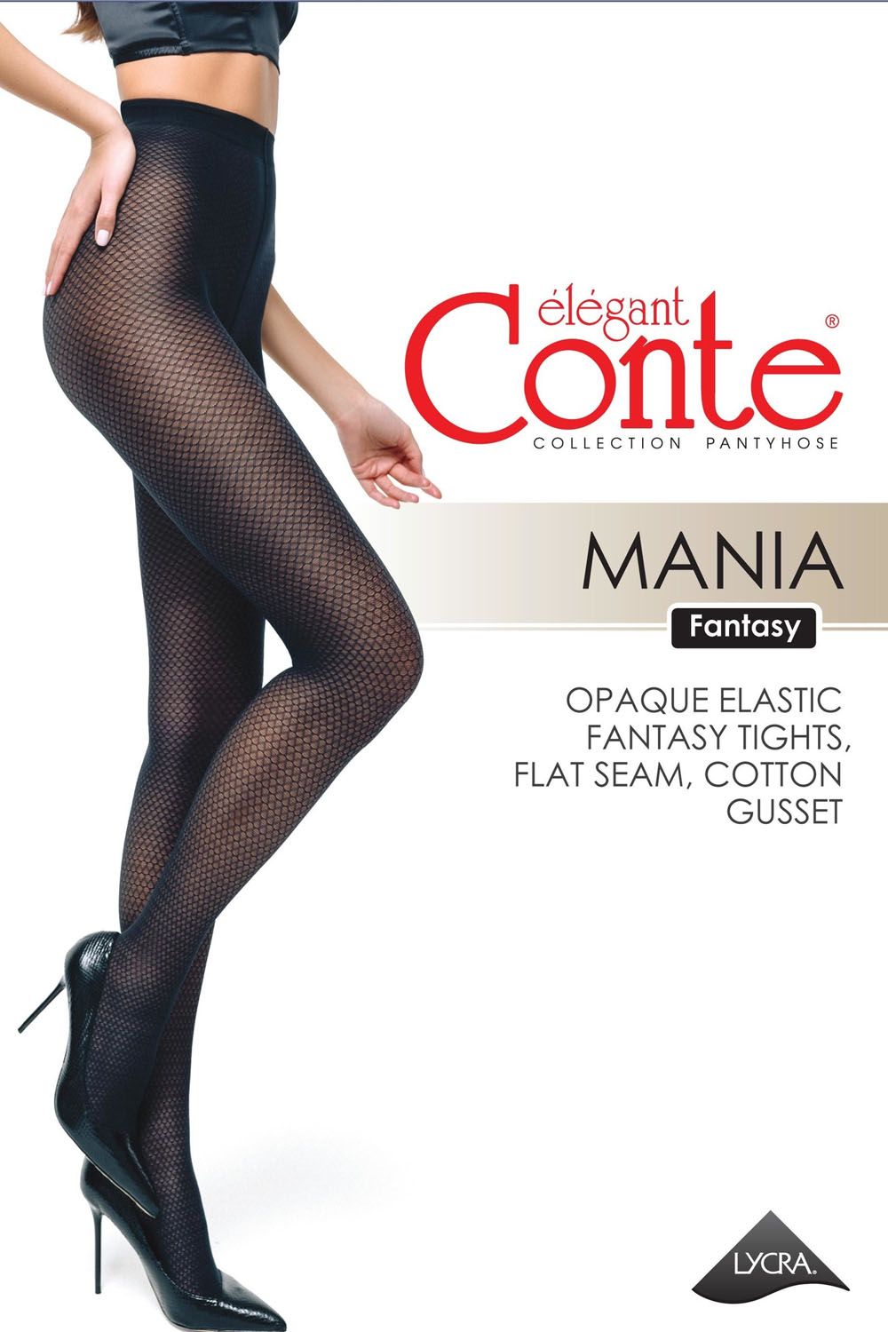 Ciorap cu model Fantasy Mania, Conte Elegant, Negru