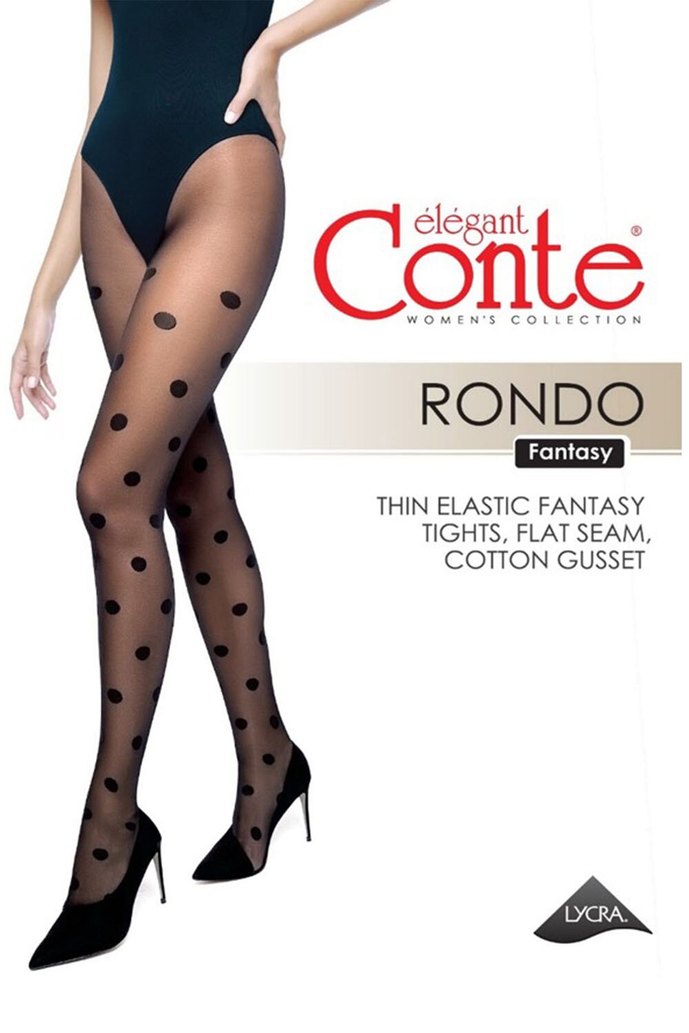 Ciorap cu model Fantasy Rondo, Conte Elegant, Negru