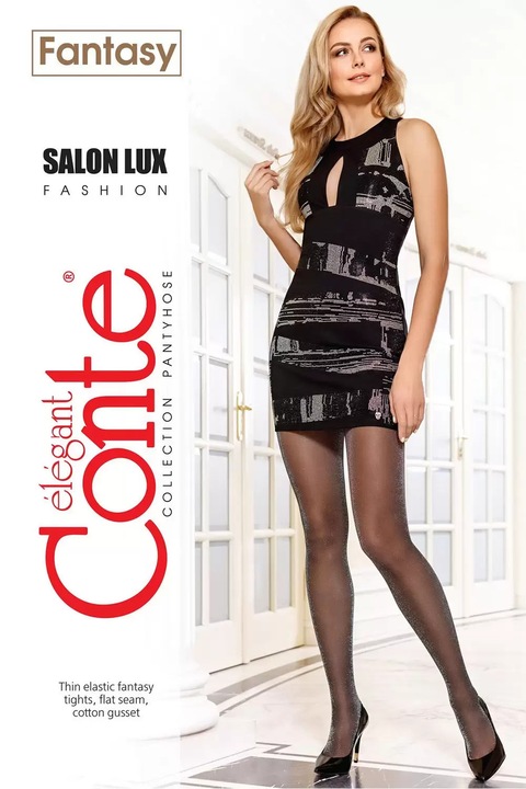 Ciorapi cu model Fantasy SALON LUX, Conte Elegant, Negru, 2-S