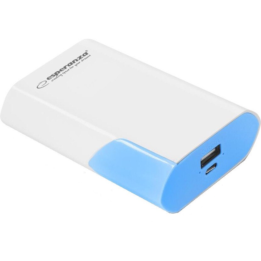 Power Bank Esperanza Boson EMP111WB, 6000mAh, Alb/Albastru