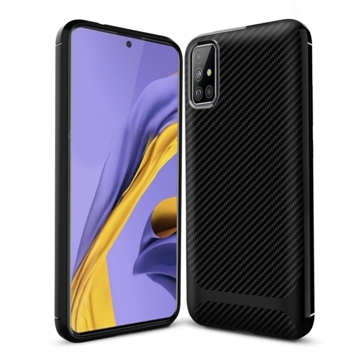 Husa telefon, Carbon, Pentru Samsung Galaxy A21S, Negru