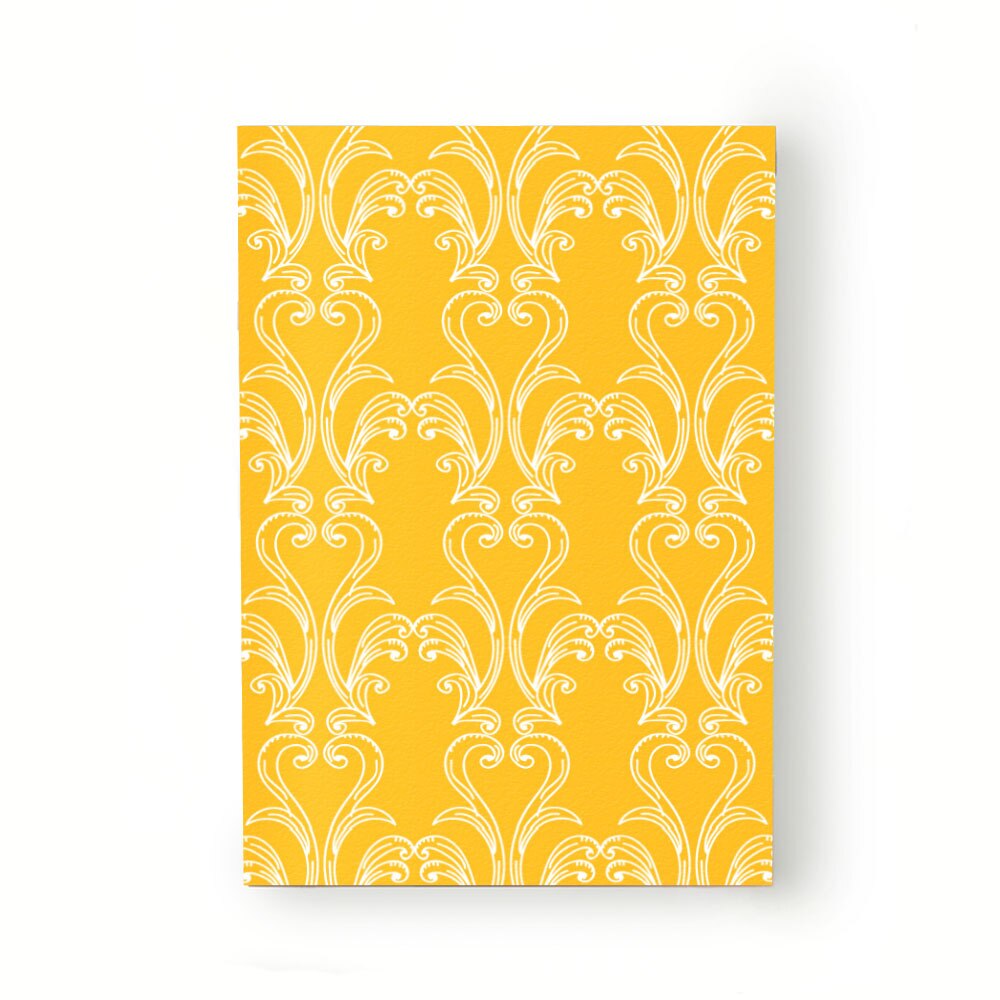 Caiet tip Agenda Heartwork cu muchie cusuta, Décor baroc galben, Latime 140 mm x Inaltime 200 mm
