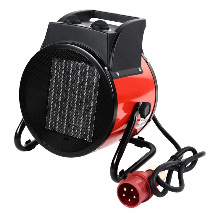 Aeroterma electrica AE5-380R-PTC, 5 kW, 380 V, rosu si negru