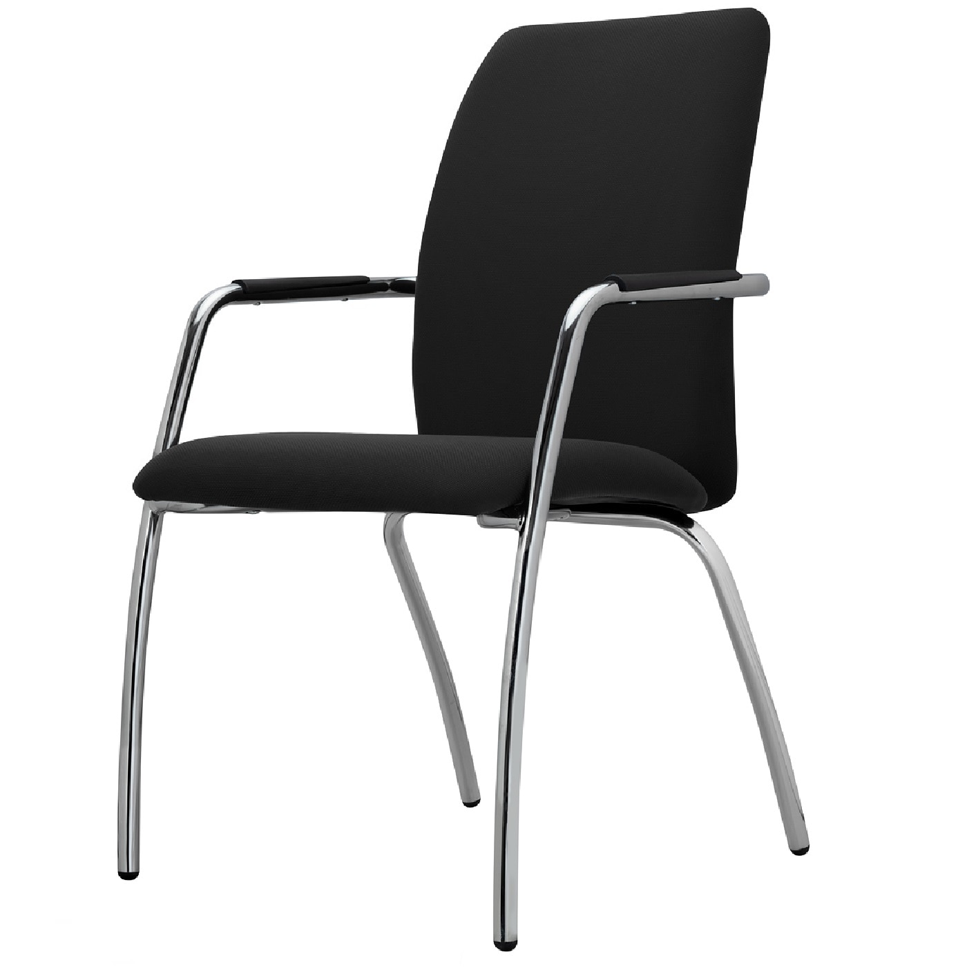 Scaun vizitator TRAFFIC CHAIRS SIT 4 GRANDE, tapiterie textil, negru, sezut si spatar tapitat, cadru complet cromat