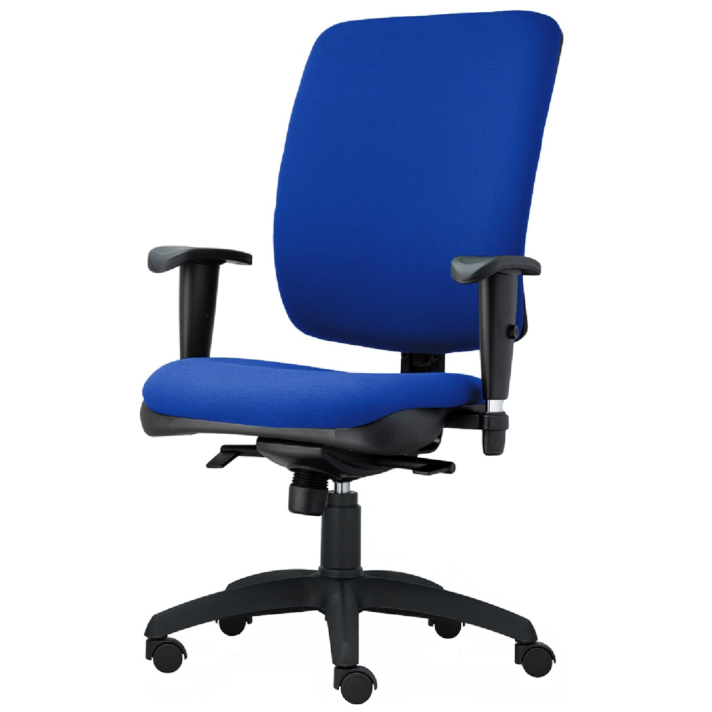 Scaun ergonomic de birou TRAFFIC CHAIRS PENTA, tapiterie sezut si spatar textil, ALBASTRU, spatar reglabil pe inaltime, brate reglabile cromate, mecanism multiblock