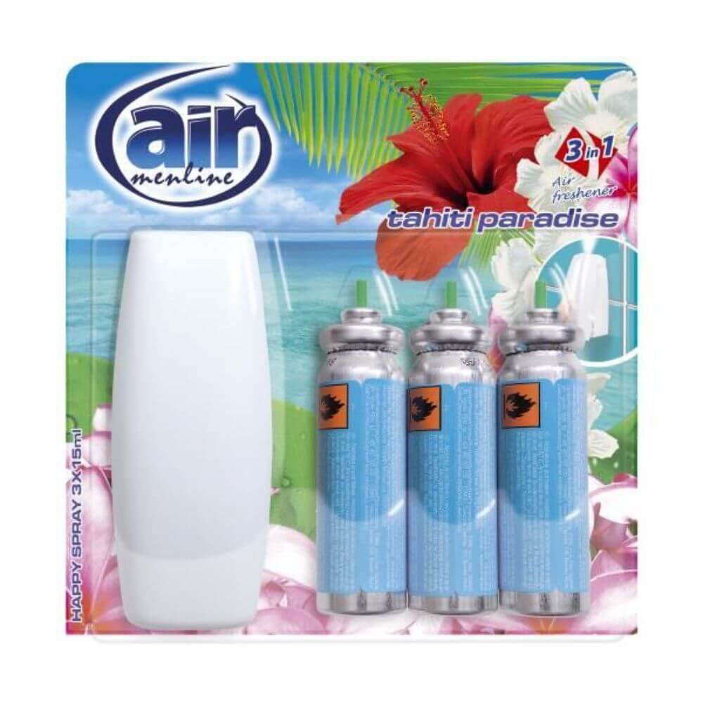 Odorizant Spray Air Tahiti Paradise, cu 3Rezerve, 3x15 ml