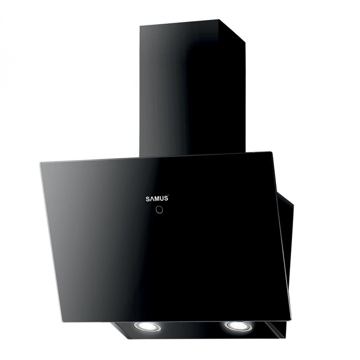 Hota decorativa inclinata Samus HSI665DGB, 60 cm, 1 motor, negru