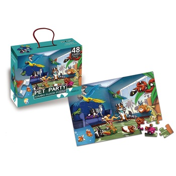 Puzzle gigant de podea cu 48 de piese de carton groase si rezistente vopsite luciox si non toxic pentru copii, Petrecerea animalelor Puzzle gigant de podea cu 48 de piese de carton groase si rezistente vopsite luciox si non toxic pentru copii, Petrecerea animalelor