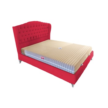 Pat tapitat Dream Rosu, MobAmbient, cu tablie Chesterfield din catifea, somiera metalica rabatabila, lada de depozitare, pentru saltea 160 x 200 cm Pat tapitat Dream Rosu, MobAmbient, cu tablie Chesterfield din catifea, somiera metalica rabatabila, lada de depozitare, pentru saltea 160 x 200 cm