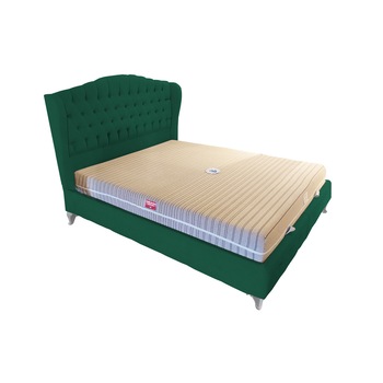 Pat tapitat Dream Verde, MobAmbient, cu tablie Chesterfield din catifea, somiera metalica rabatabila, lada de depozitare, pentru saltea 160 x 200 cm Pat tapitat Dream Verde, MobAmbient, cu tablie Chesterfield din catifea, somiera metalica rabatabila, lada de depozitare, pentru saltea 160 x 200 cm