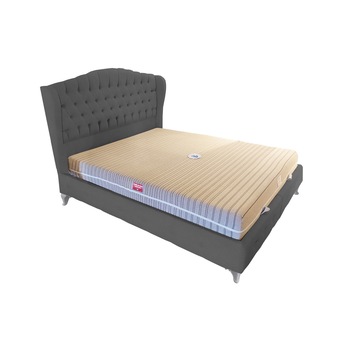 Pat tapitat Dream Gri inchis, MobAmbient, cu tablie Chesterfield din catifea, somiera metalica rabatabila, lada de depozitare, pentru saltea 160 x 200 cm Pat tapitat Dream Gri inchis, MobAmbient, cu tablie Chesterfield din catifea, somiera metalica rabatabila, lada de depozitare, pentru saltea 160 x 200 cm